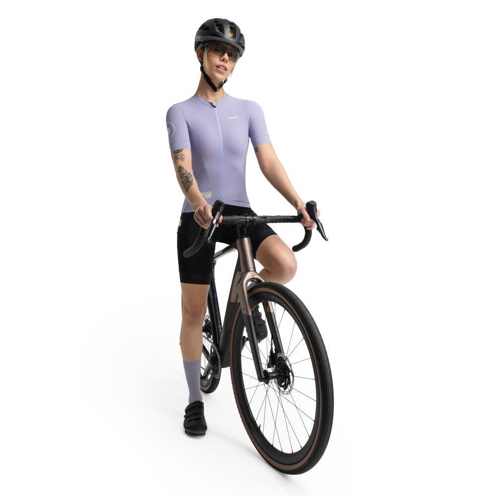 Women Cycling 's short sleeve gravel jersey GM2 Andina Purple 3/8