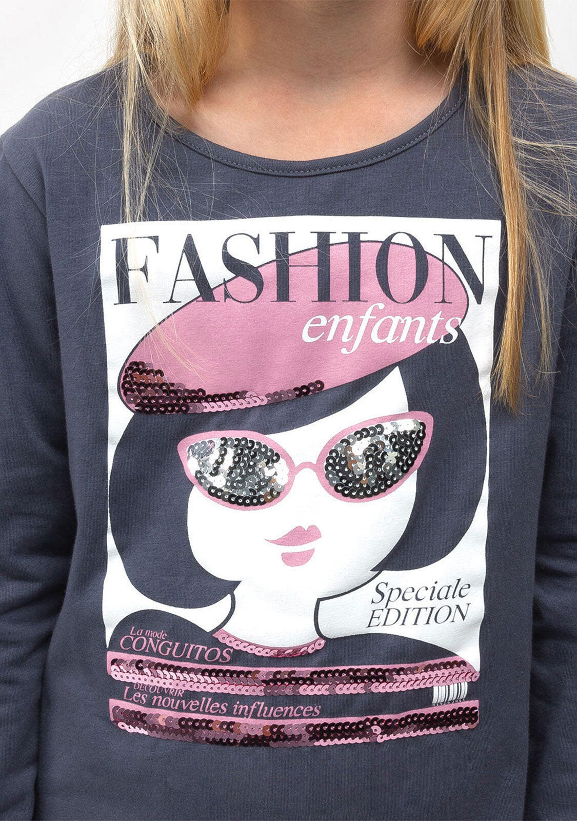 Camiseta de Niña de Manga Larga en Gris Marengo 4/4