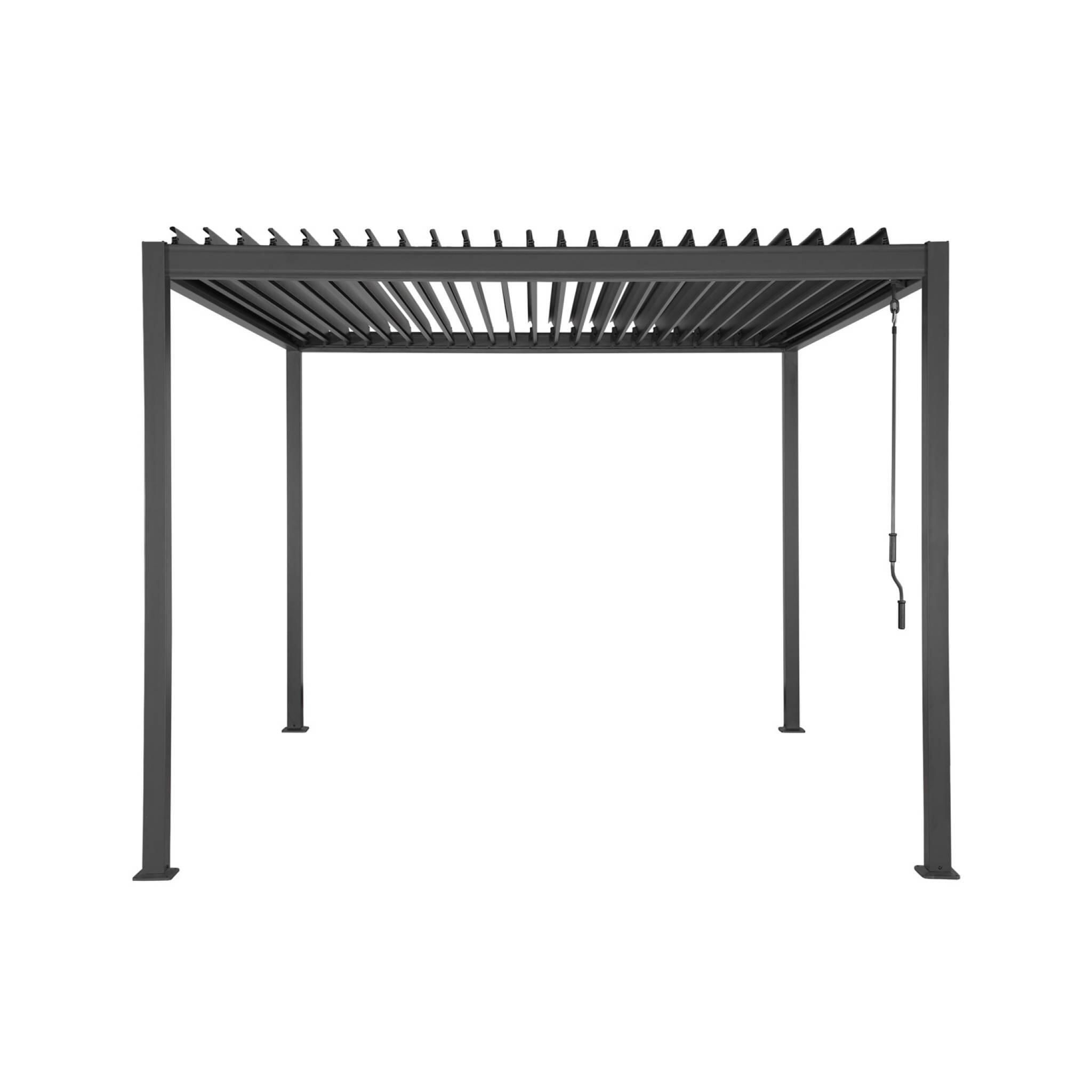 Pérgola bioclimática 3x3m de aluminio y acero con lamas orientables, Antracita 3/5