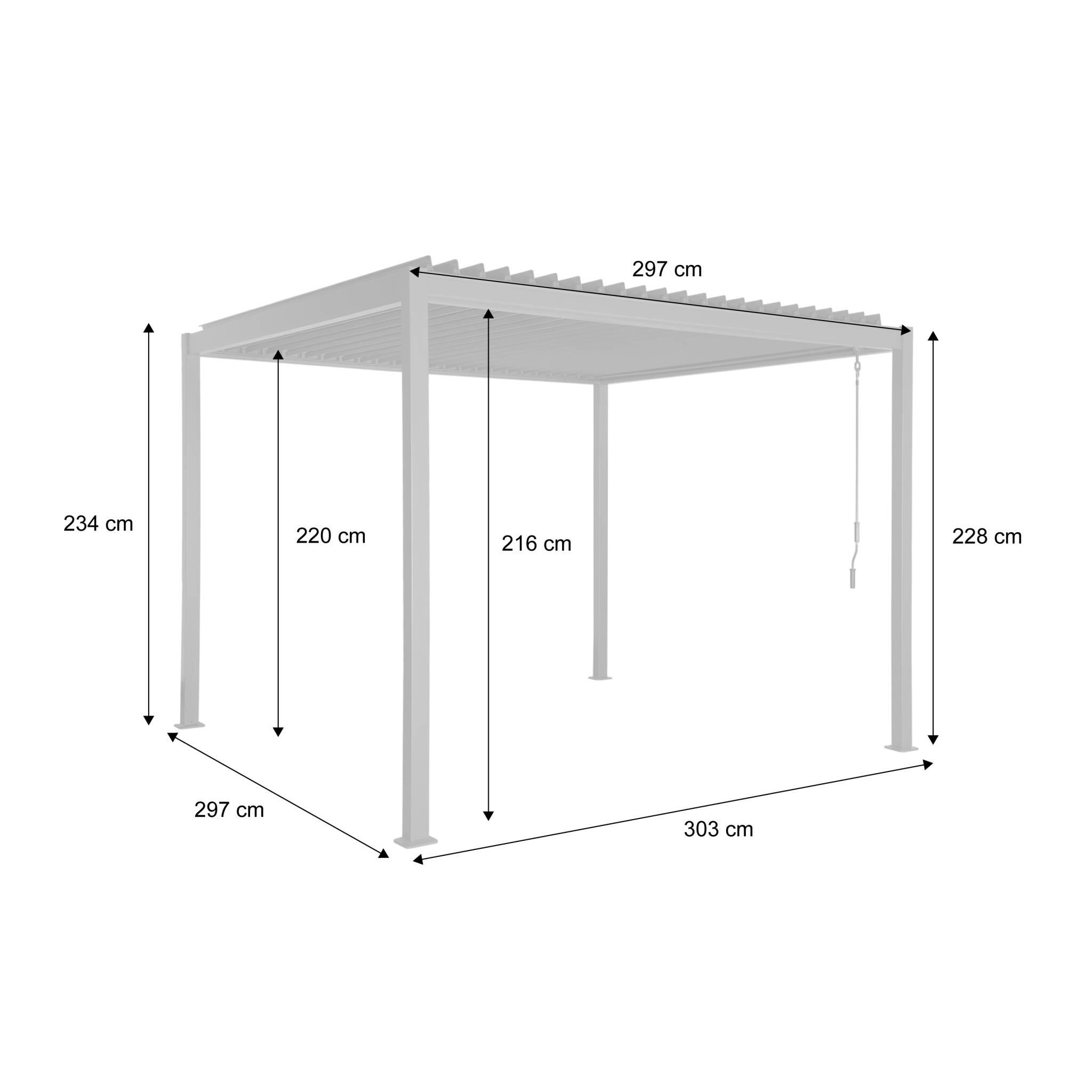Pérgola bioclimática 3x3m de aluminio y acero con lamas orientables, Antracita 5/5