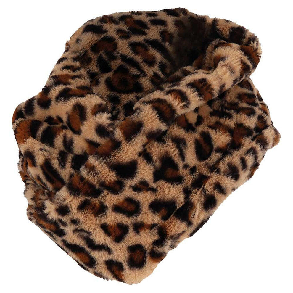 Rundschal und Ohrenwärmer aus Teddywolle mit Leopardenmuster 3/6