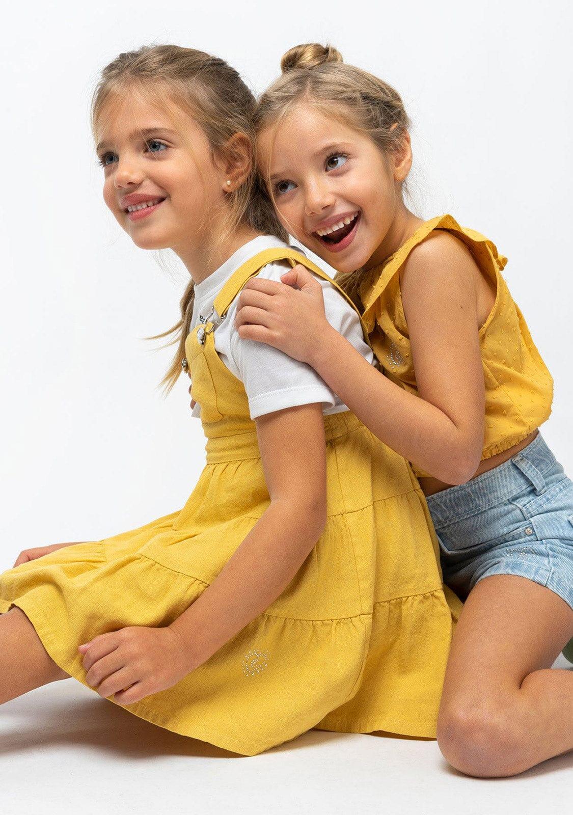 Top de Niña Volante Mostaza 3/4