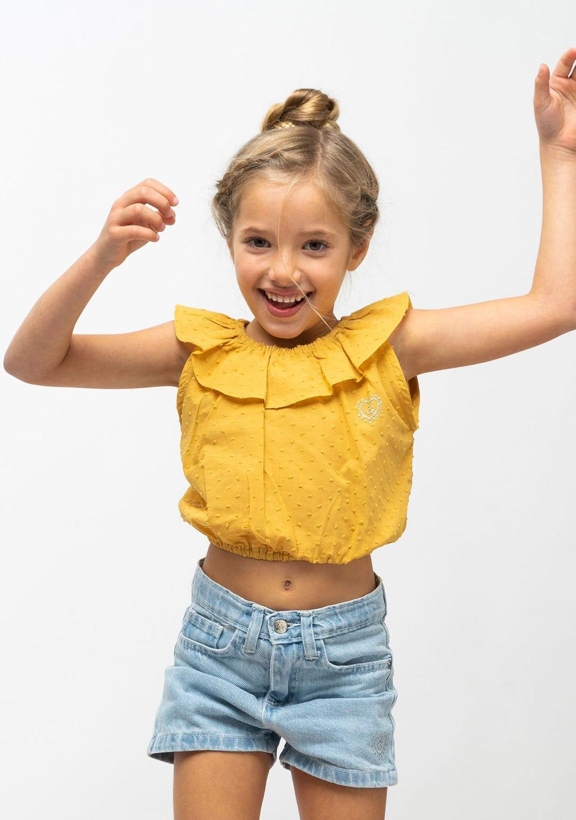Top de Niña Volante Mostaza 4/4