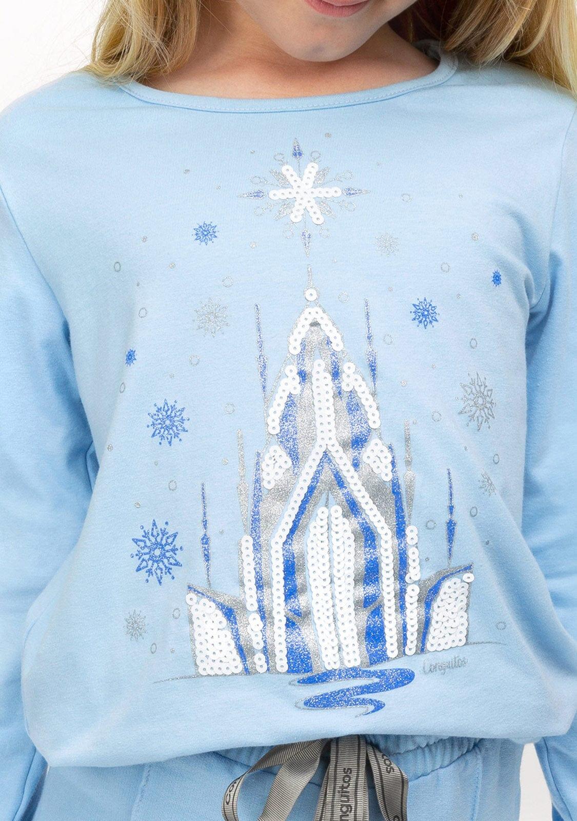 Camiseta de Niña de Manga Larga en Azul Cielo 4/4
