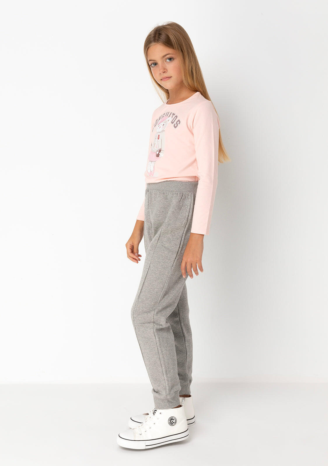 Camiseta de Niña Osito University Rosa 3/4