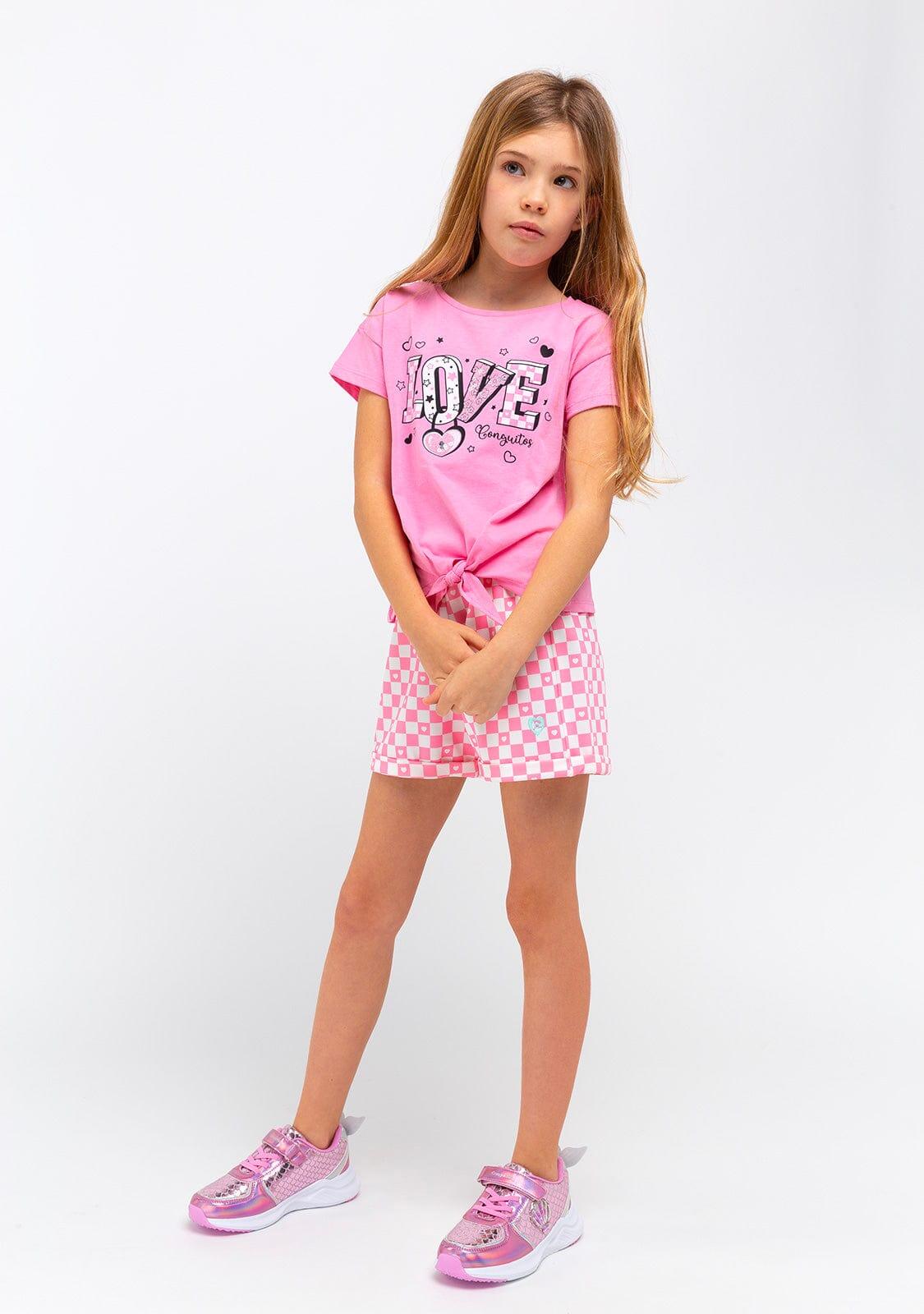 Camiseta Niña Estampado Anudado En Rosa 4/4