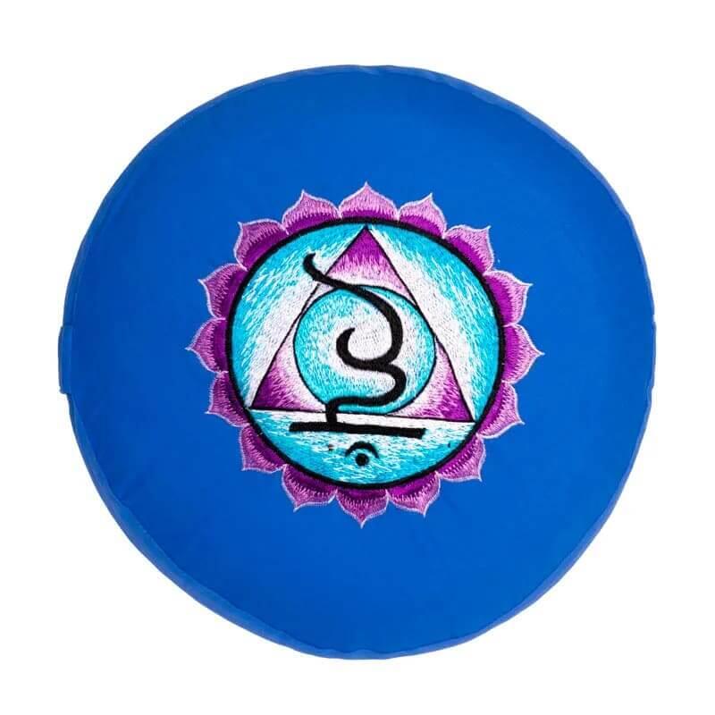 Meditatiekussen van biologisch katoen - Keelchakra, blauw 2/4