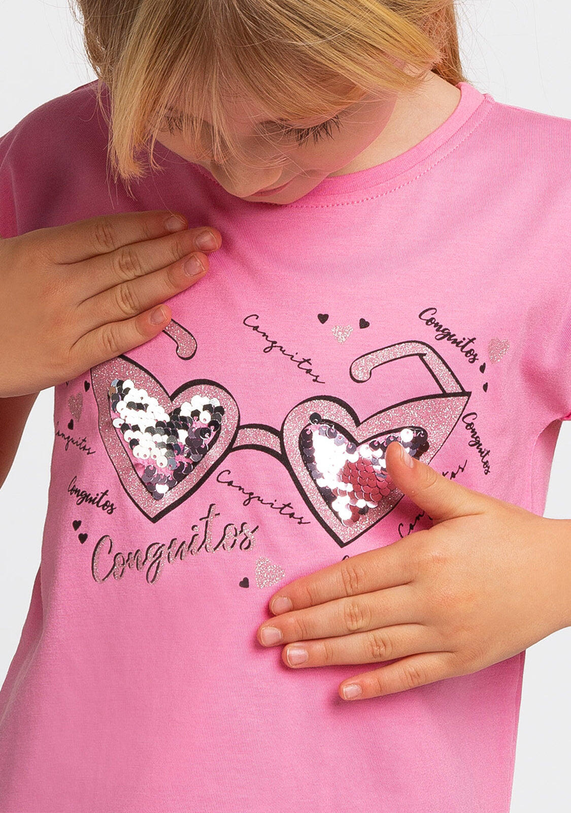 Camiseta de Niña Gafas Corazón Rosa 2/2