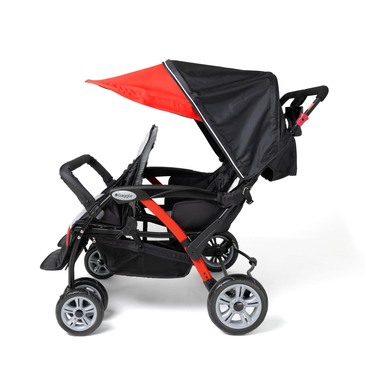Krippenwagen 4-Sitzer Rot-Schwarz Scooter Unisex Rot-Schwarz 2/3