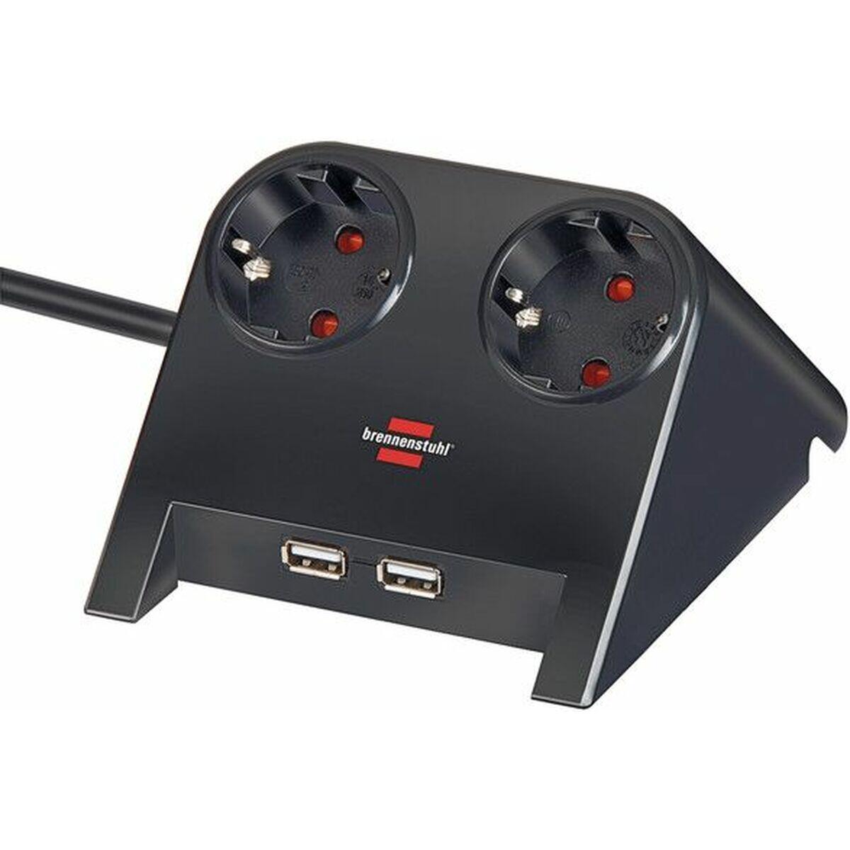 Rallonge 2 prises Schuko sans interrupteur Brennenstuhl 1153520222 3600 W 3/5