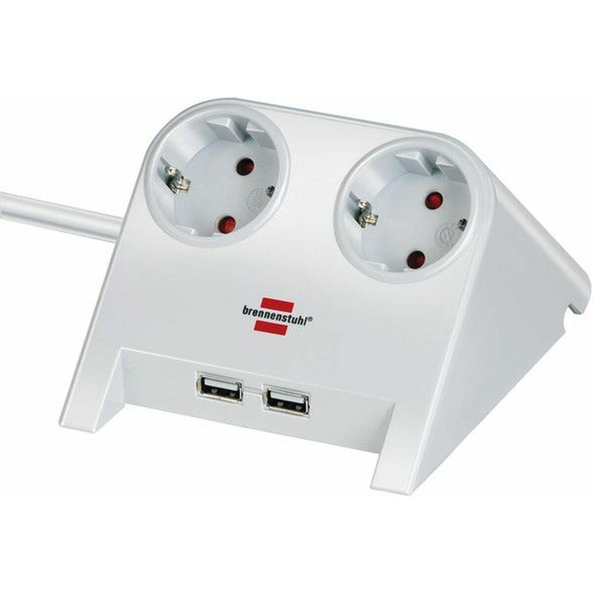 Rallonge 2 prises Schuko sans interrupteur Brennenstuhl 1153520222 3600 W 4/5