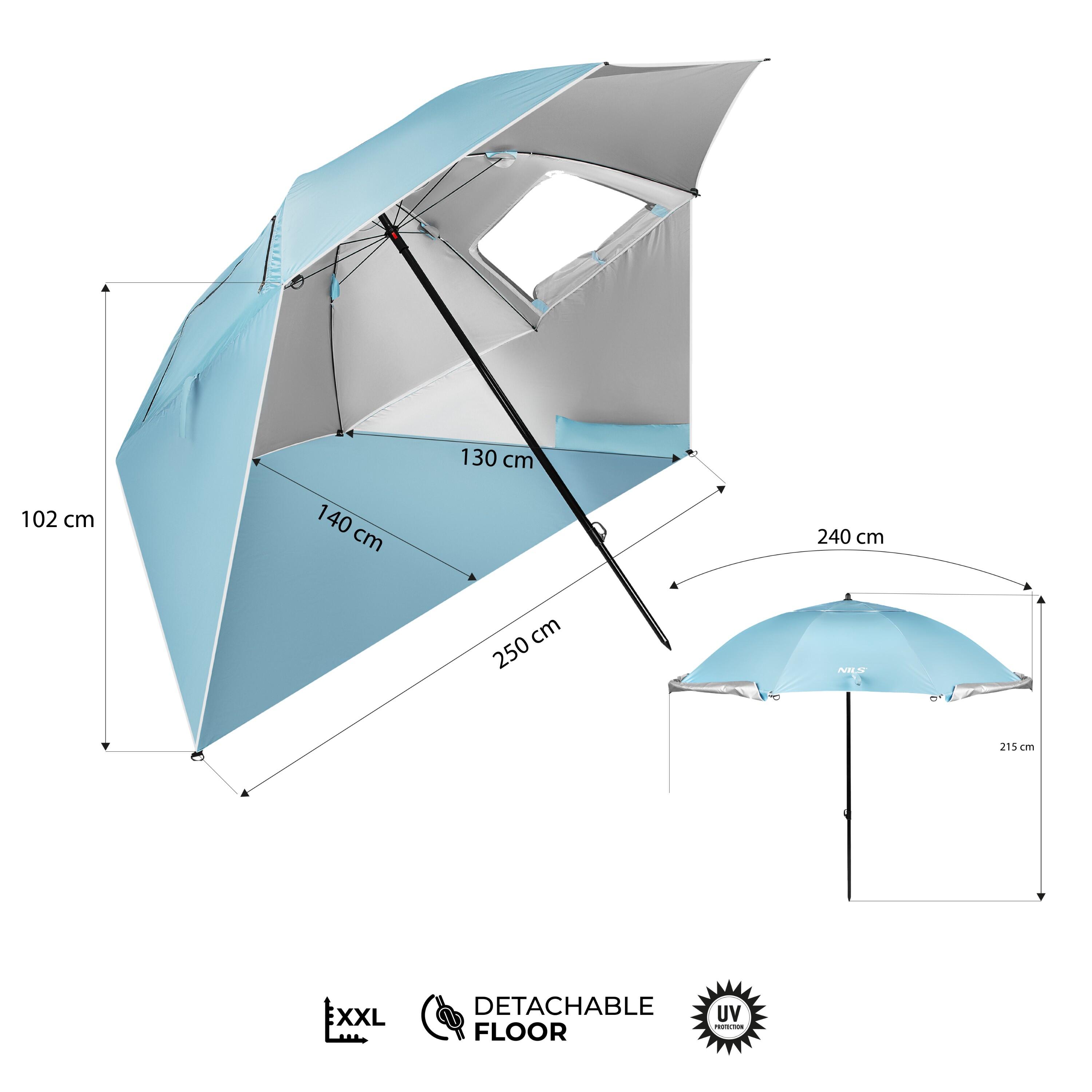 NC17114 PARASOL/PARAWAN PLAŻOWY 2W1 XXL 240 CM NIEBIESKI NILS 3/7
