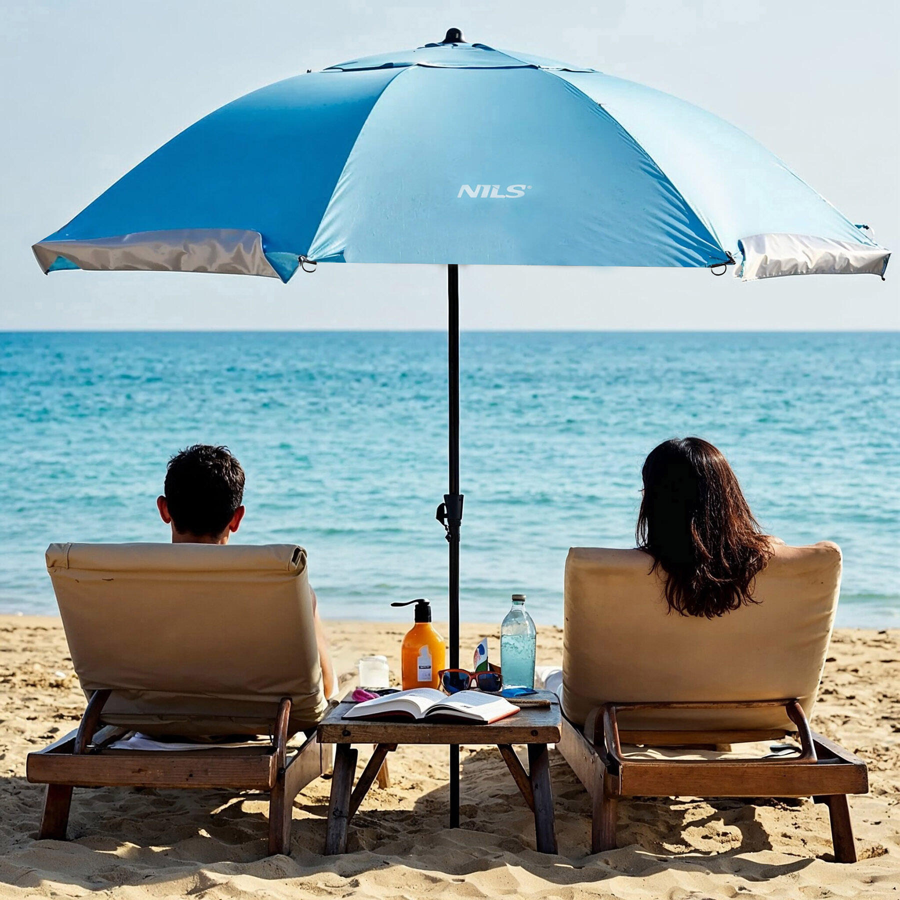 NC17114 PARASOL/PARAWAN PLAŻOWY 2W1 XXL 240 CM NIEBIESKI NILS 7/7