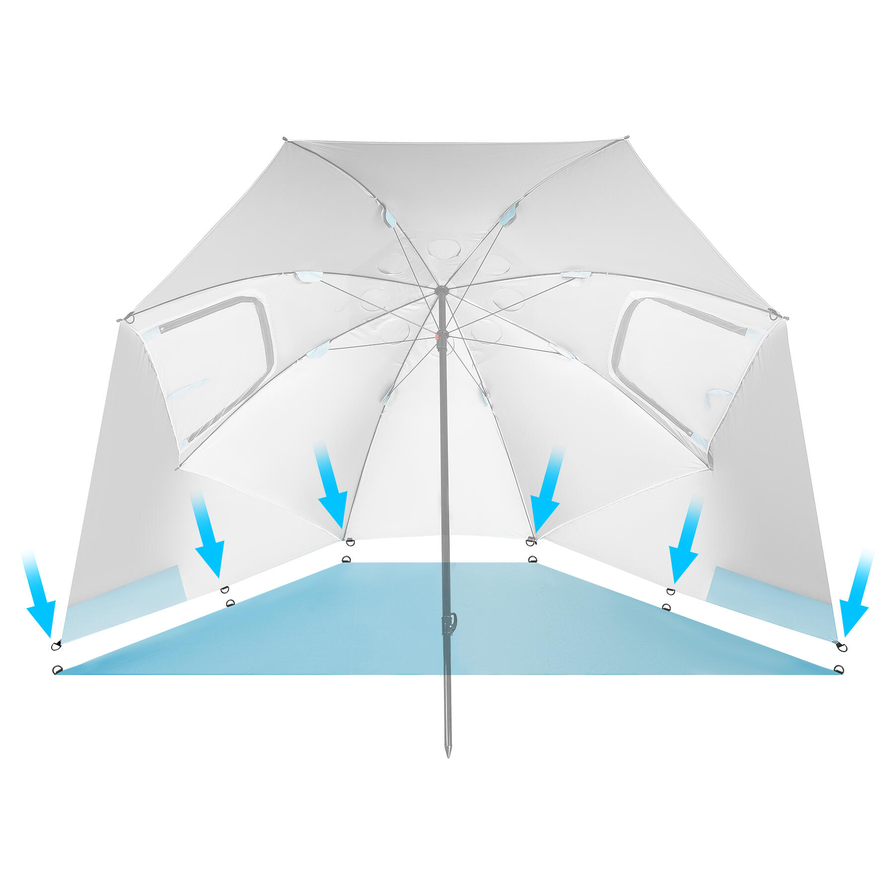 NC17114 PARASOL/PARAWAN PLAŻOWY 2W1 XXL 240 CM NIEBIESKI NILS 4/7