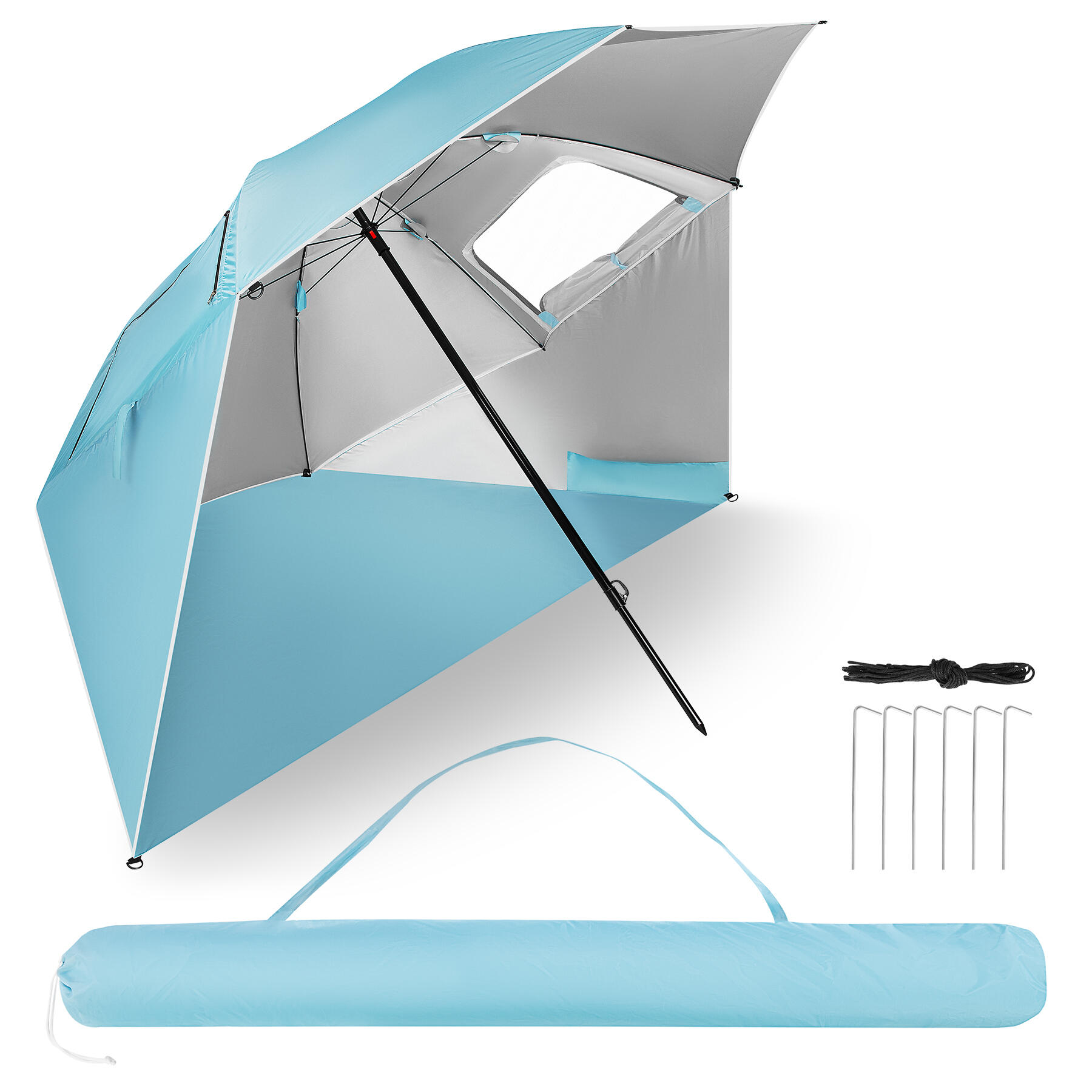 NC17114 PARASOL/PARAWAN PLAŻOWY 2W1 XXL 240 CM NIEBIESKI NILS 6/7