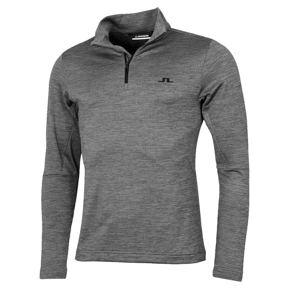 J.Lindeberg Mens Destry Zip Mid Layer Sweater - Dark Grey Melange