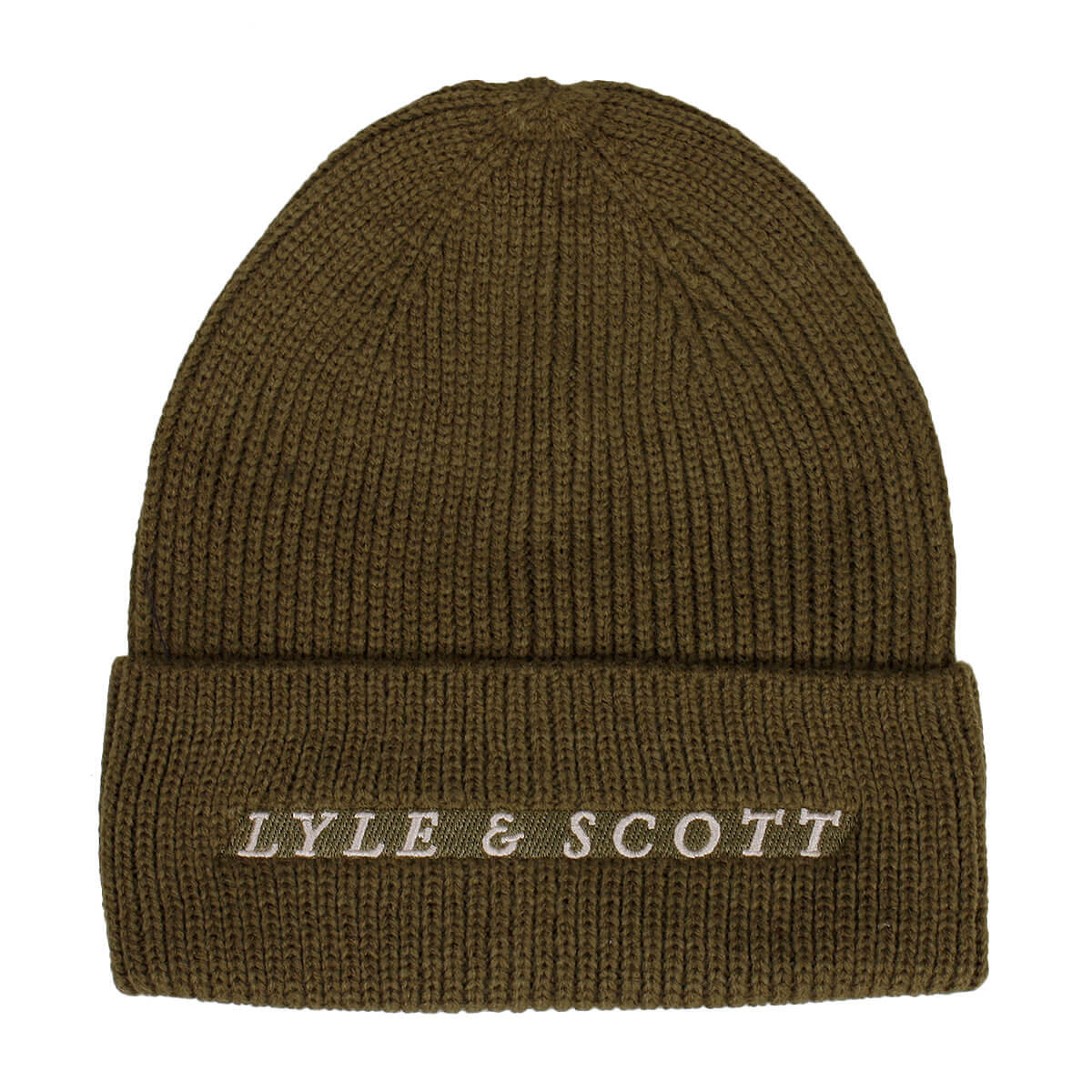 LYLE AND SCOTT Lyle & Scott Mens Ribbed Beanie Hat - Olive - One Size