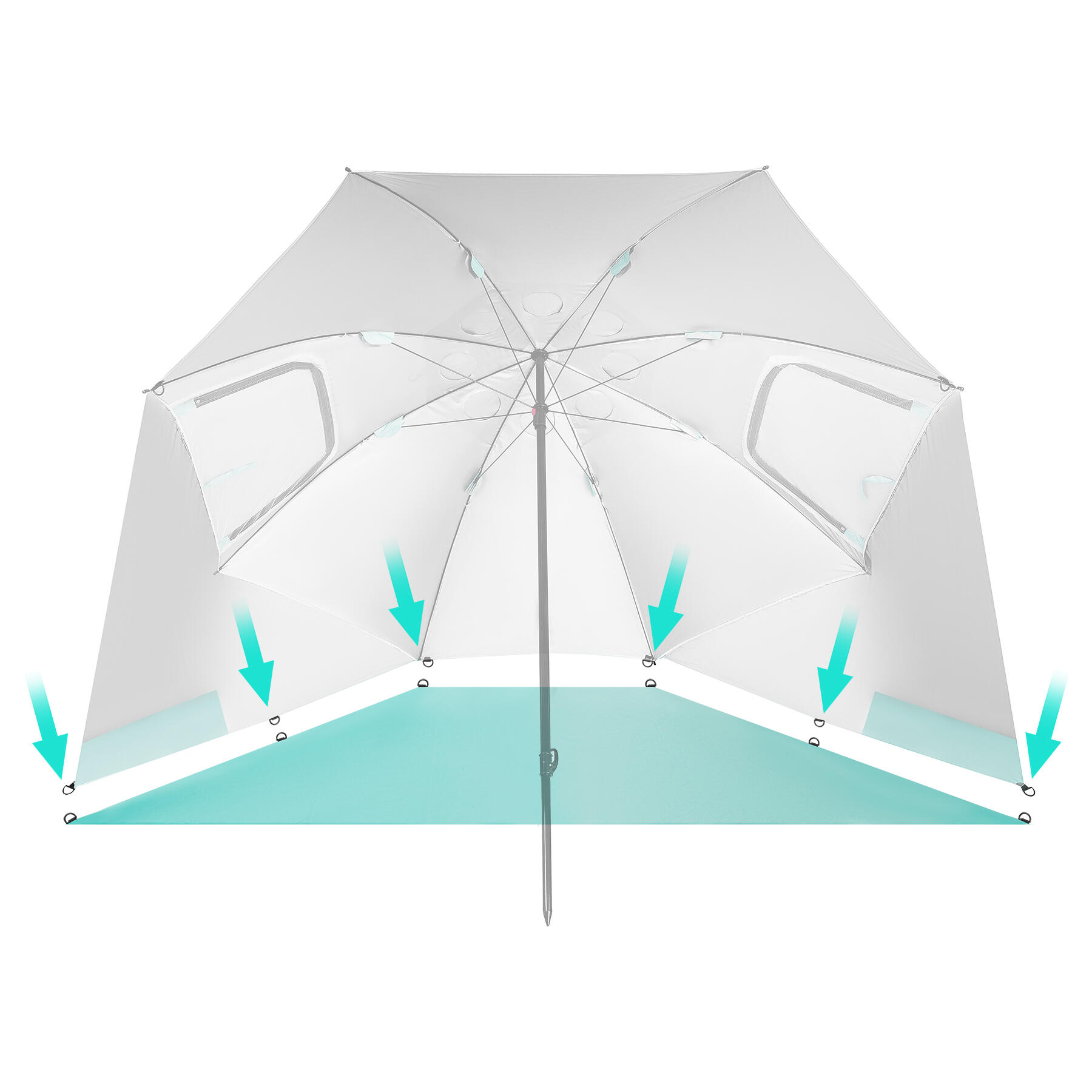 Parasol/strandparasol 2in1 XXL 240 CM NILS NC17114 5/7