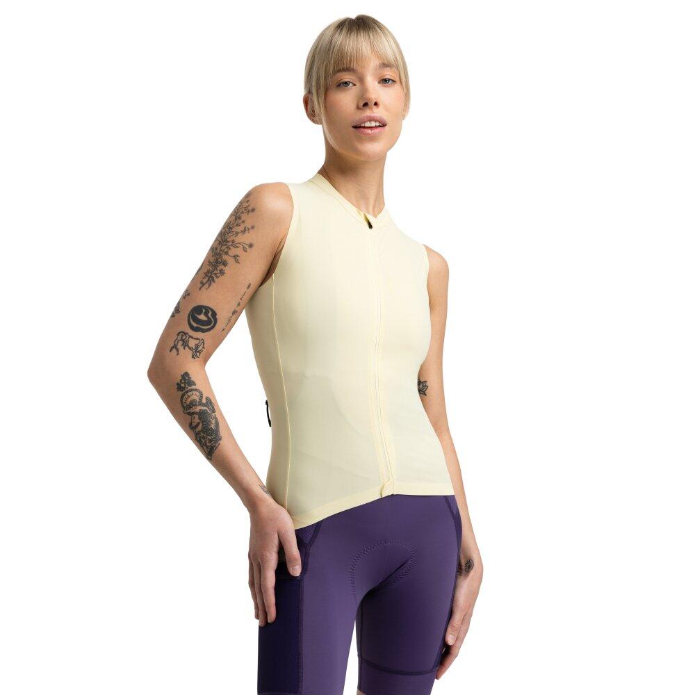 SIROKO Dámský gravelový cyklistický dres bez rukávů GM4 Strata Light Yellow Žlut