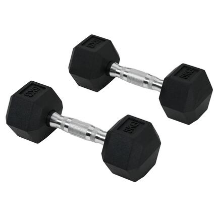 Kit d'entraînement de fitness comprenant 2 haltères hexagonales de 5 kg avec bar