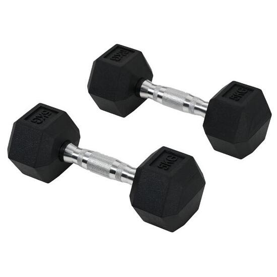 Kit d'entraînement de fitness comprenant 2 haltères hexagonales de 5 kg avec bar