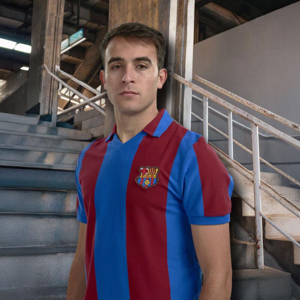 Maillot de football rétro - Homme - FC Barcelona 1980/81 - Bleu/Rouge 2/7