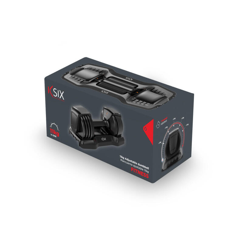 Haltère réglable 11 kg Ksix, Fitness, 8 disques, Poignée ergonomique 4/5