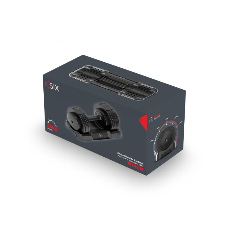 Haltère réglable 25 kg Ksix, Fitness, 8 disques, Poignée ergonomique 4/5