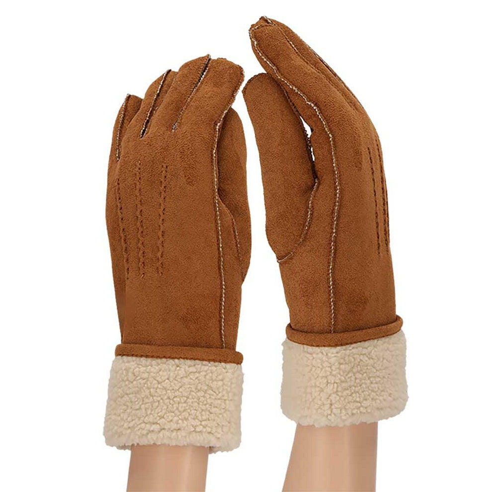 Guanti e cappello da pescatore - Pelle scamosciata - Cognac 3/4