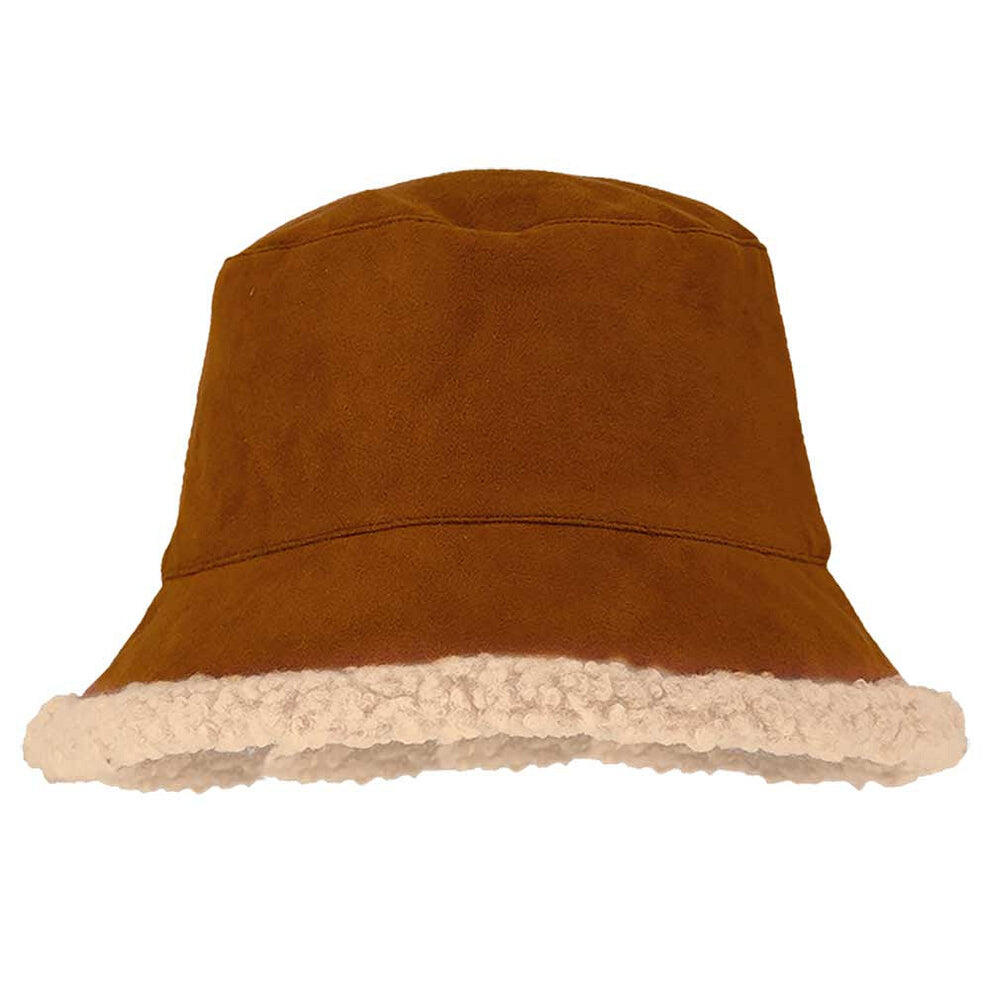 Guanti e cappello da pescatore - Pelle scamosciata - Cognac 2/4