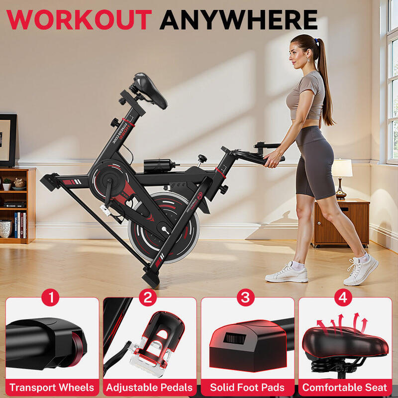 Vélo D'appartement Spinning – Volant 10 Kg – Écran LCD – Hauteur Selle Réglable 76-98 Cm