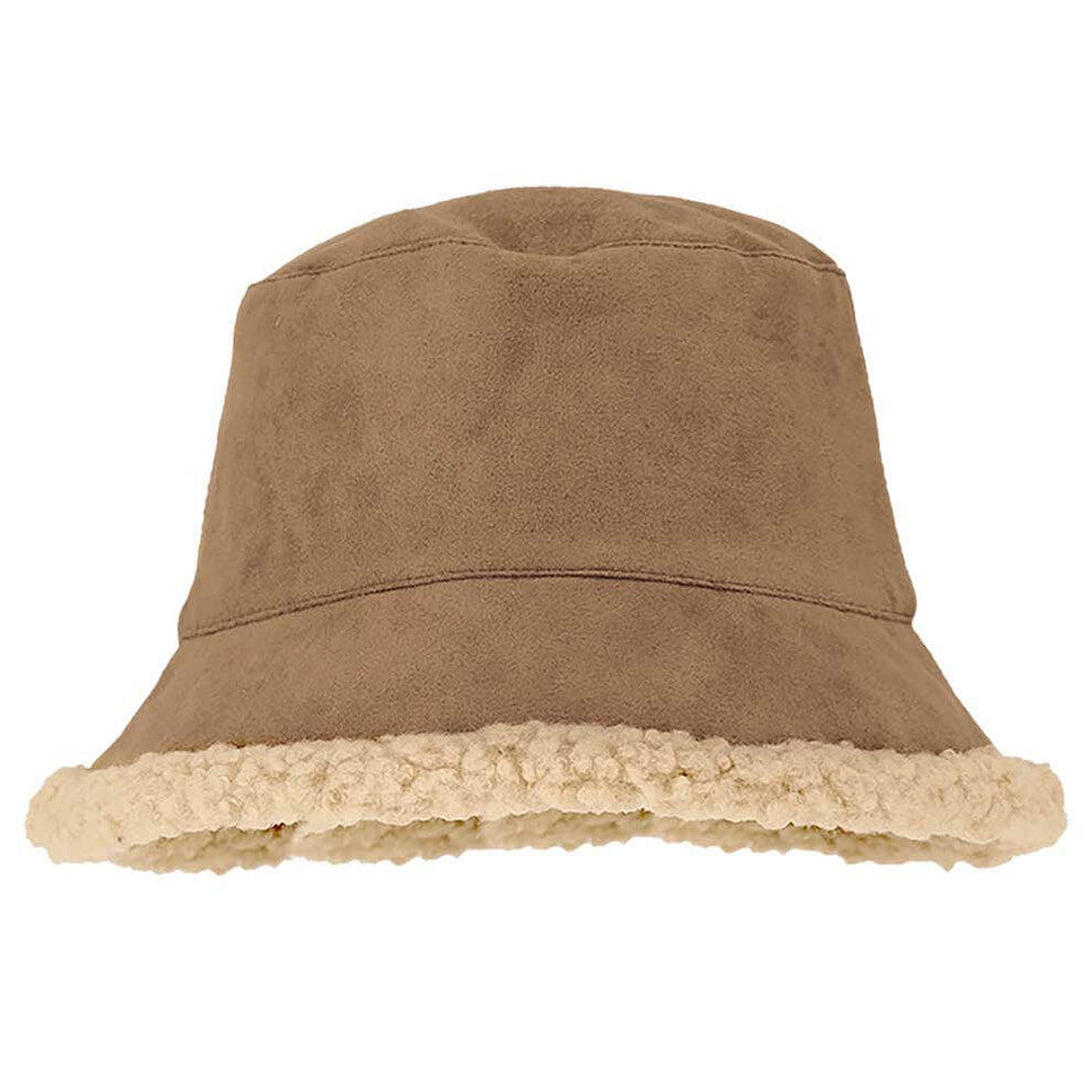 Moufles et chapeau bob pour femme, en daim sable, taille unique 3/4