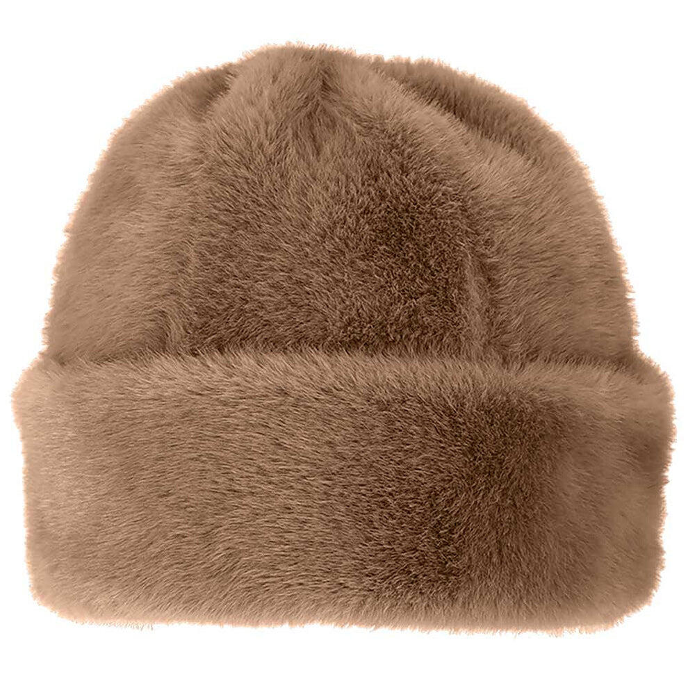 Damska czapka puchowa, supermiękka, w kolorze taupe, jeden rozmiar 2/3
