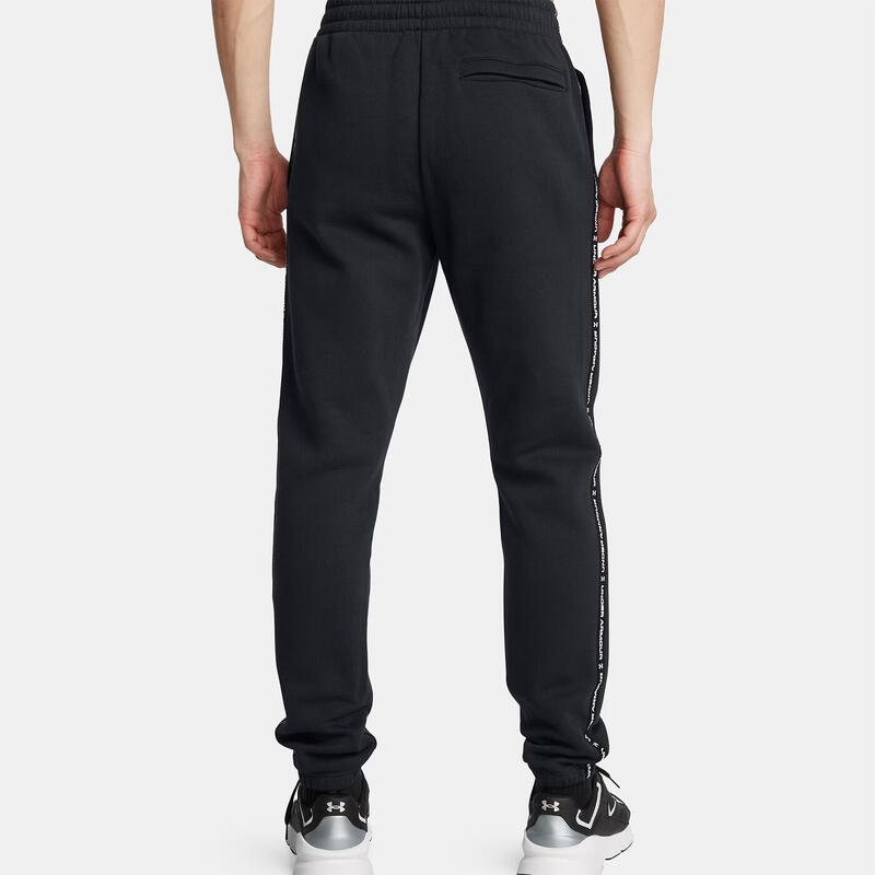 Pantaloni trening UA Icon Fleece pentru bărbați cu dungi, negri/albi