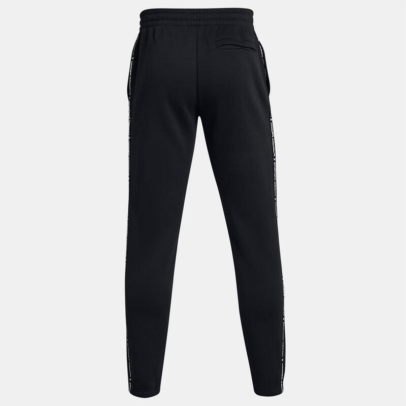 Pantaloni trening UA Icon Fleece pentru bărbați cu dungi, negri/albi