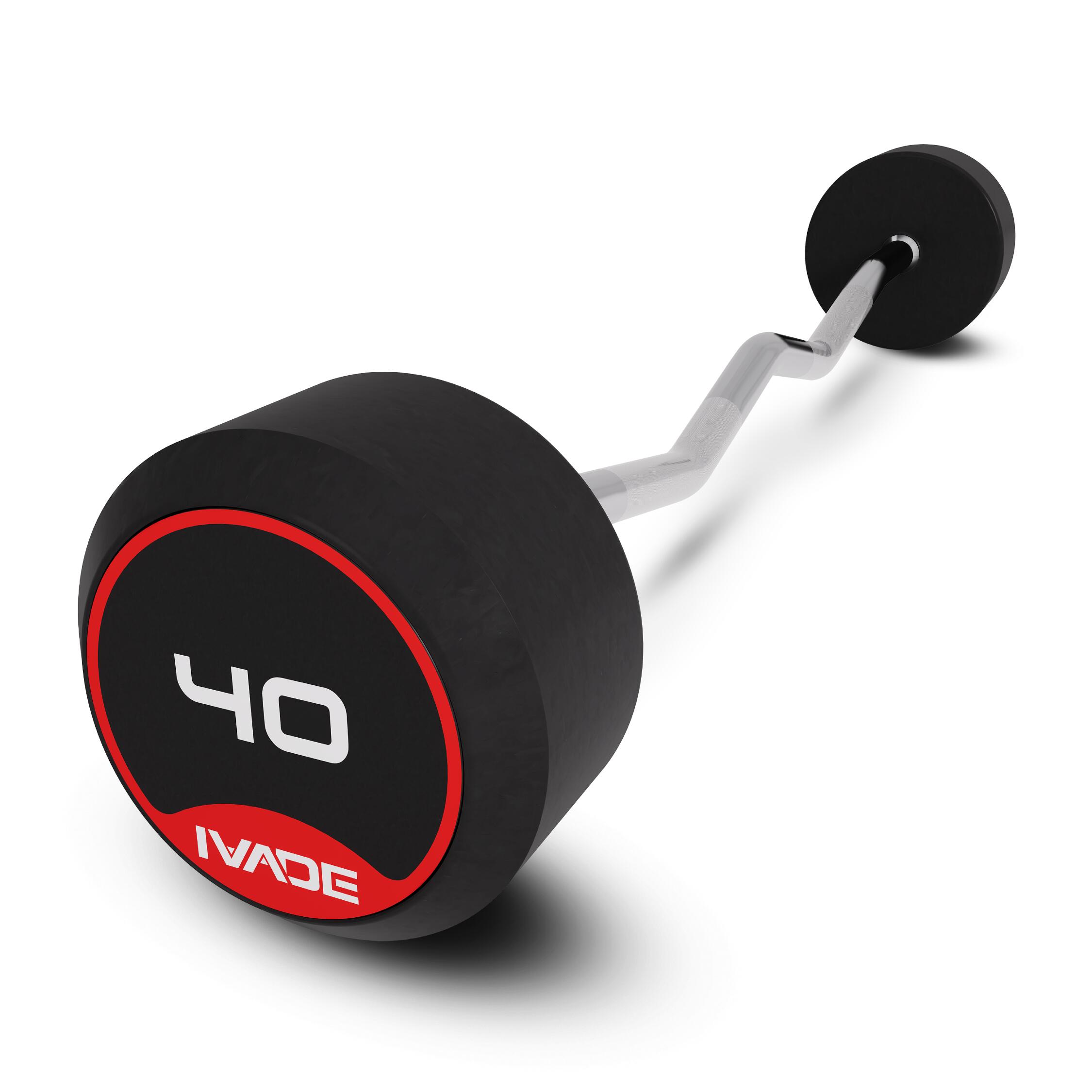 EZ Curl Barbell with Rubber Coating 40KG x 1 pc (MD3009-EZ) - IRONTEC