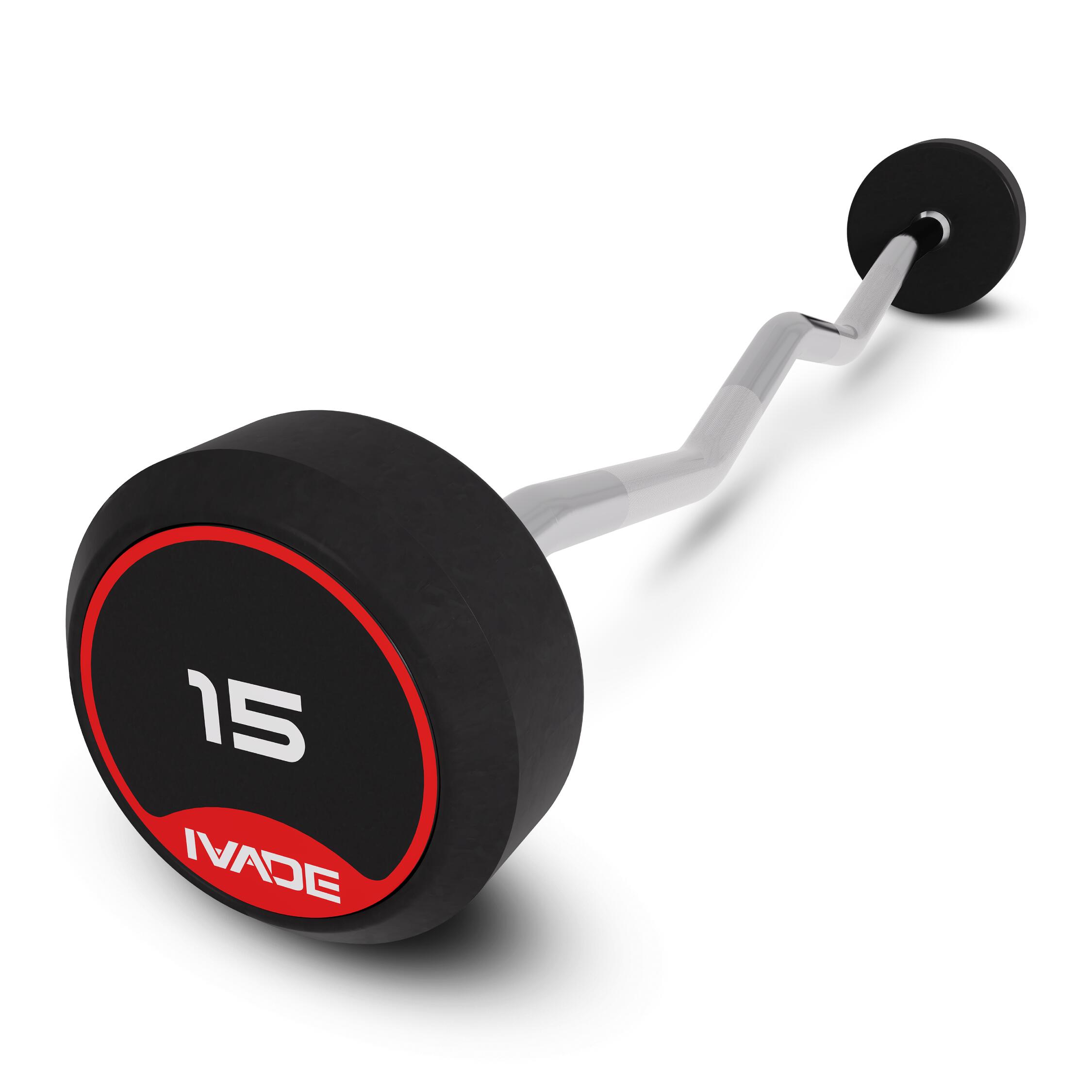 EZ Curl Barbell with Rubber Coating 15KG x 1 pc (MD3009-EZ) - IRONTEC