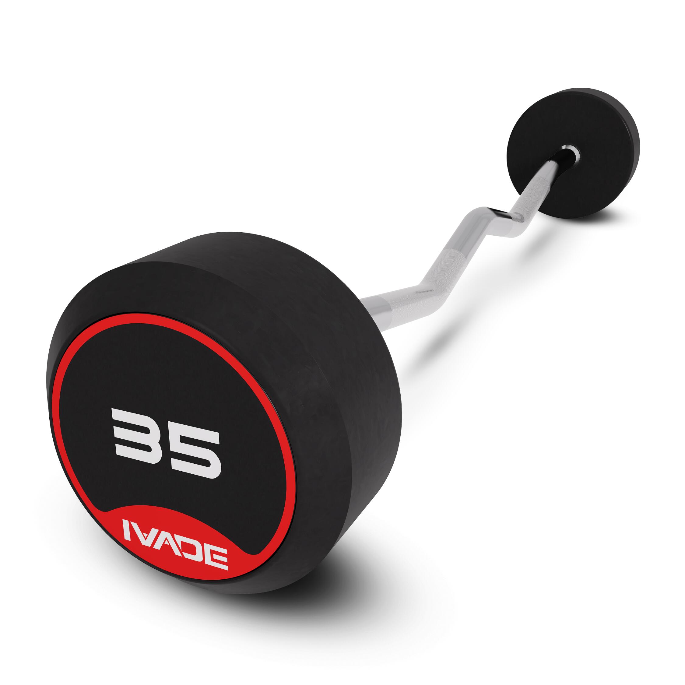 EZ Curl Barbell with Rubber Coating 35KG x 1 pc (MD3009-EZ) - IRONTEC