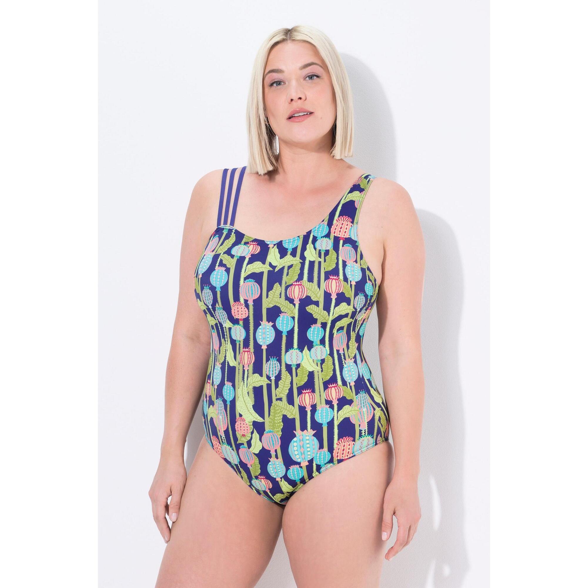 Ulla Popken - Femme Maillot De Bain Avec Bonnets Souples Et Bretelle Triple Matière Recyclée - Maillot De Bain 1 Pièce - Vert - 46 L/xl - Decathlon