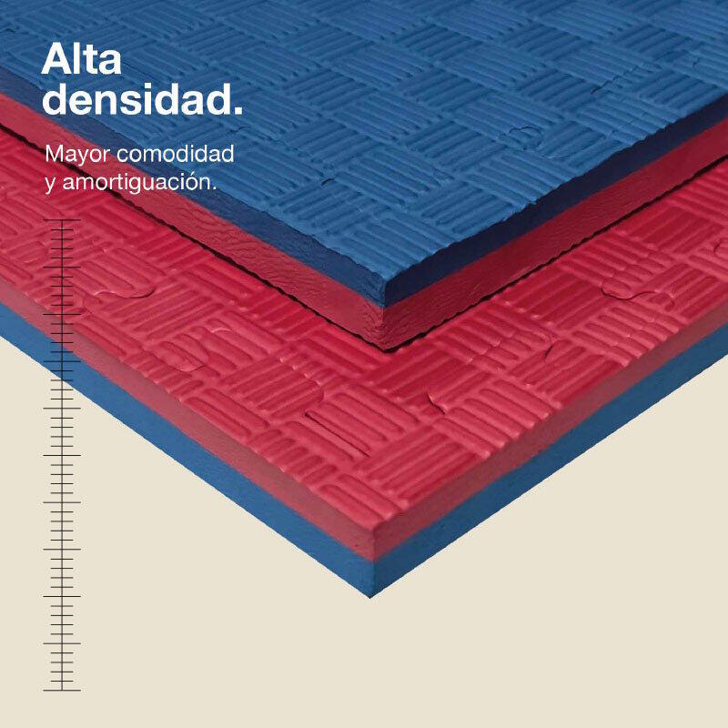 Tatami puzzle 1x1m 2 cm, Modelo 5 linhas Azul/Vermelho, EVA Reversível 2/7