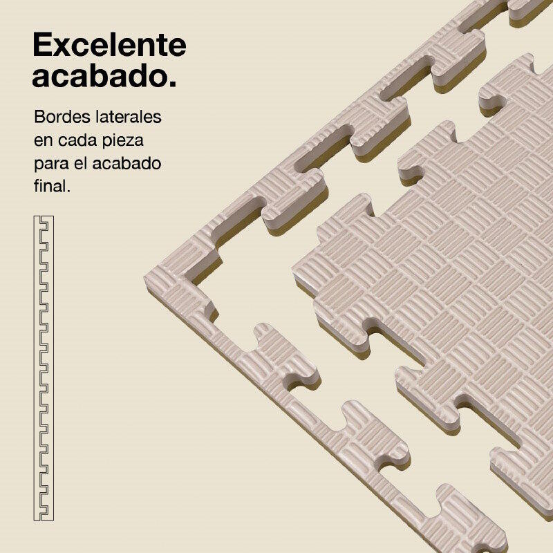 Tatame Puzzle 1x1m 2 cm, Modelo 5 Linhas Branco/Verde, EVA Reversível 3/7