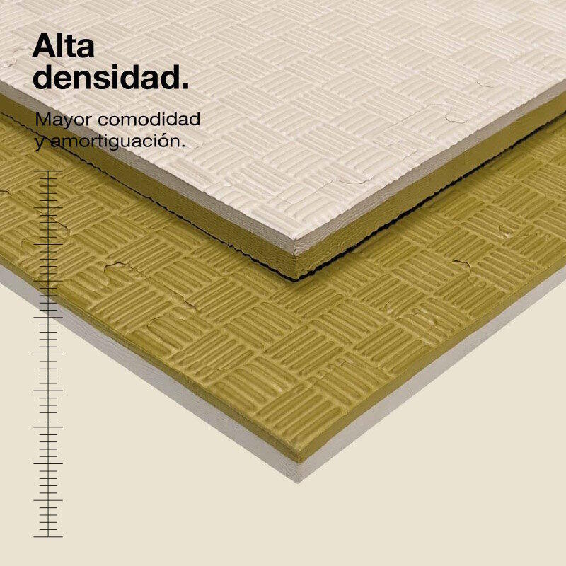 Tatame Puzzle 1x1m 2 cm, Modelo 5 Linhas Branco/Verde, EVA Reversível 2/7
