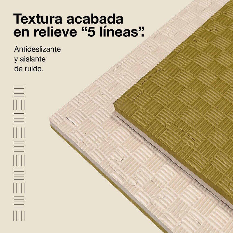 Tatame Puzzle 1x1m 2 cm, Modelo 5 Linhas Branco/Verde, EVA Reversível 4/7
