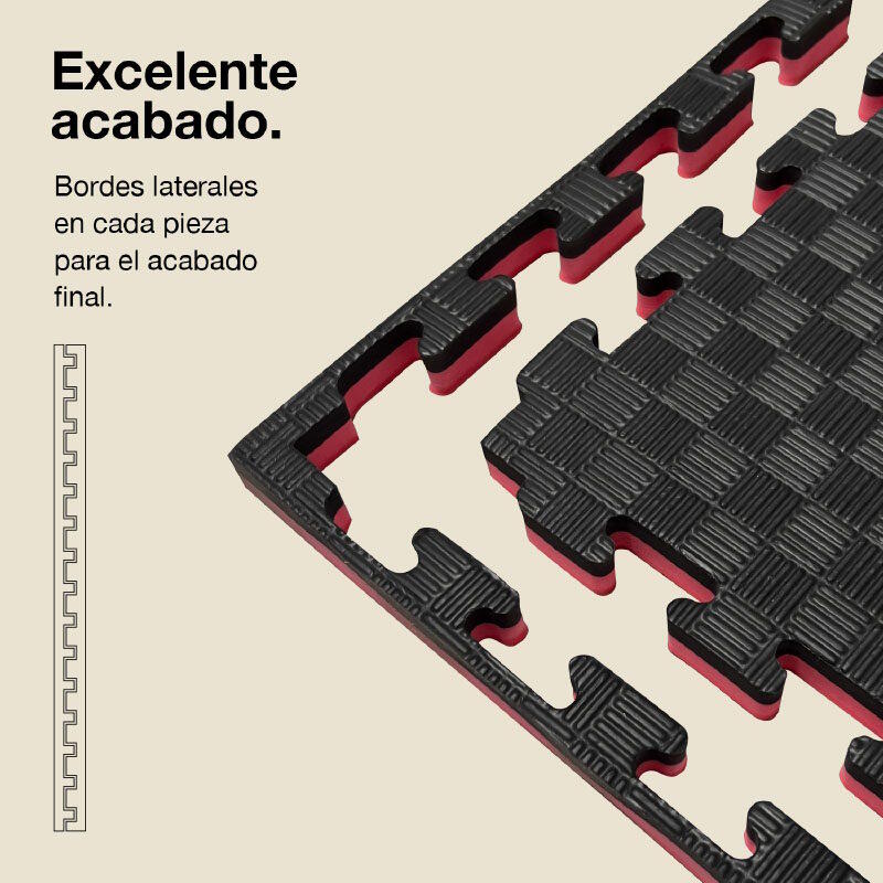 Tatami puzzle 1x1m 2,5 cm, Modelo 5 linhas Preto/Vermelho, EVA Reversível 3/7