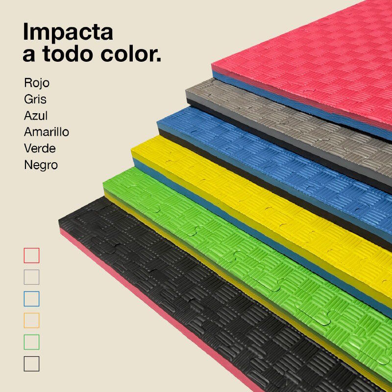 Tatami puzzle 1x1m 2,5 cm, Modelo 5 linhas Azul/Preto, EVA Reversível 7/7
