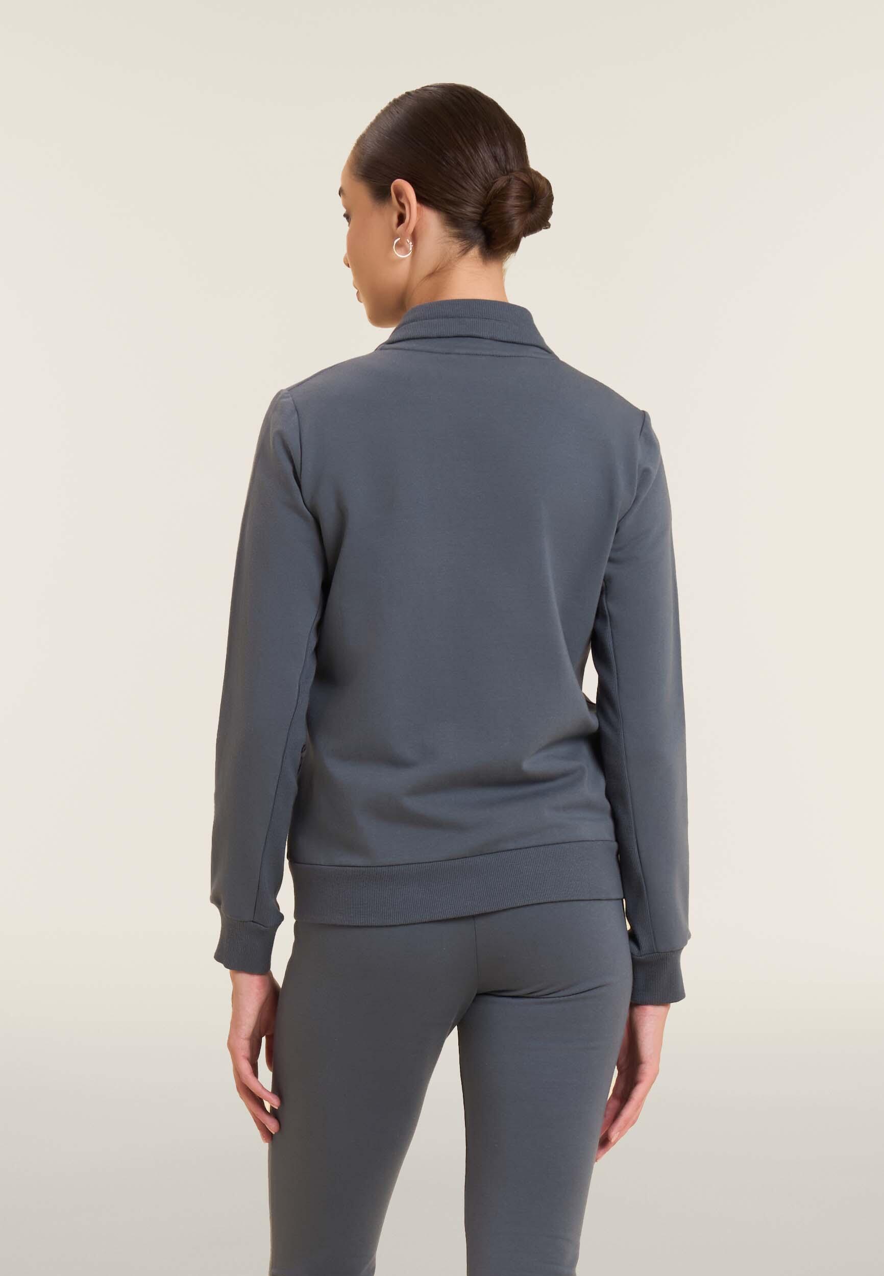 Felpa full zip con collo alto e inserti geometrici 3/4