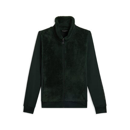 Sweat-shirt zippé avec col et devant en tissu Sherpa, logo en clous