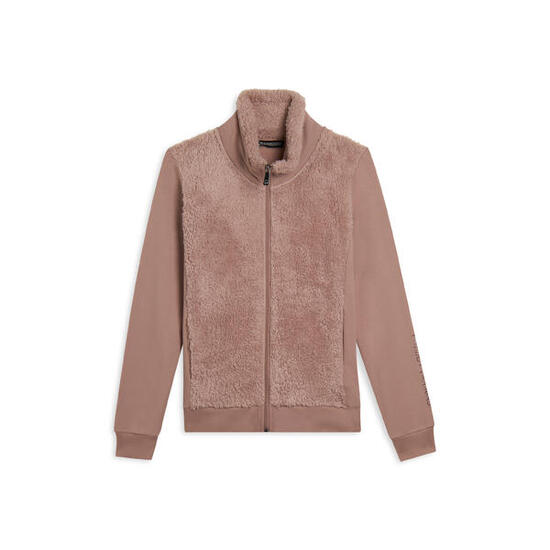 Sweat-shirt zippé avec col et devant en tissu Sherpa, logo en clous