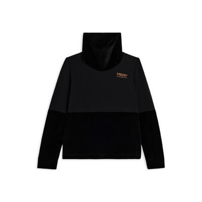 Felpa da donna con fondo e collo alto in velluto