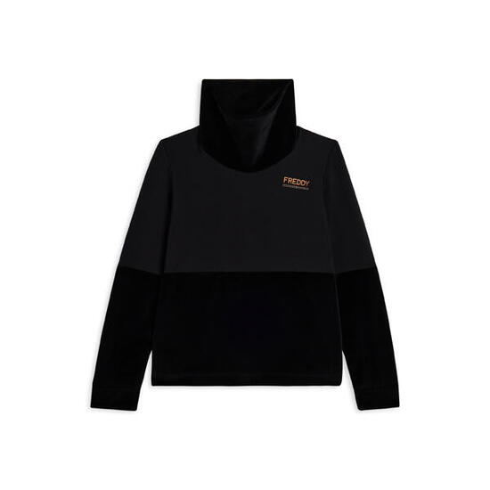 Felpa da donna con fondo e collo alto in velluto